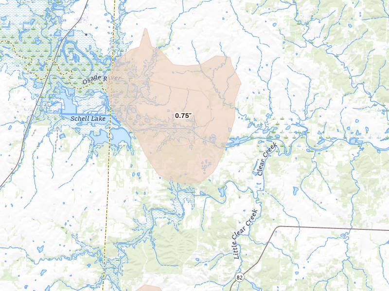 Radar-estimated hail-size map of the storm over Schell City, MO