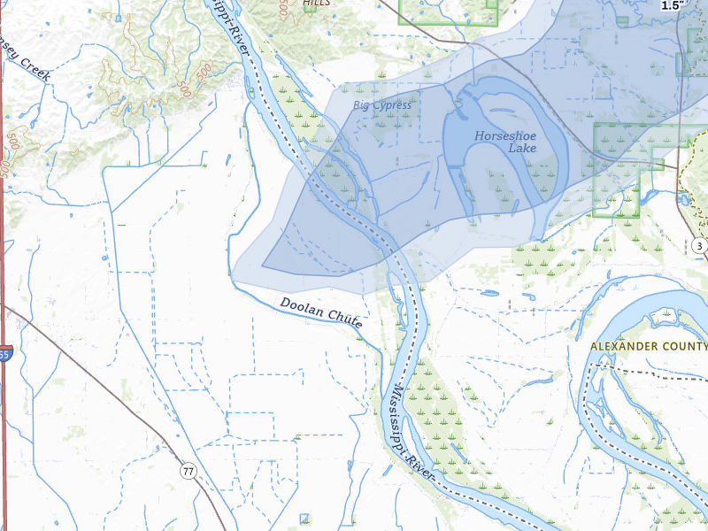 NEXRAD radar-signature map of the hail storm over Scott City, MO on Jul 31, 2026