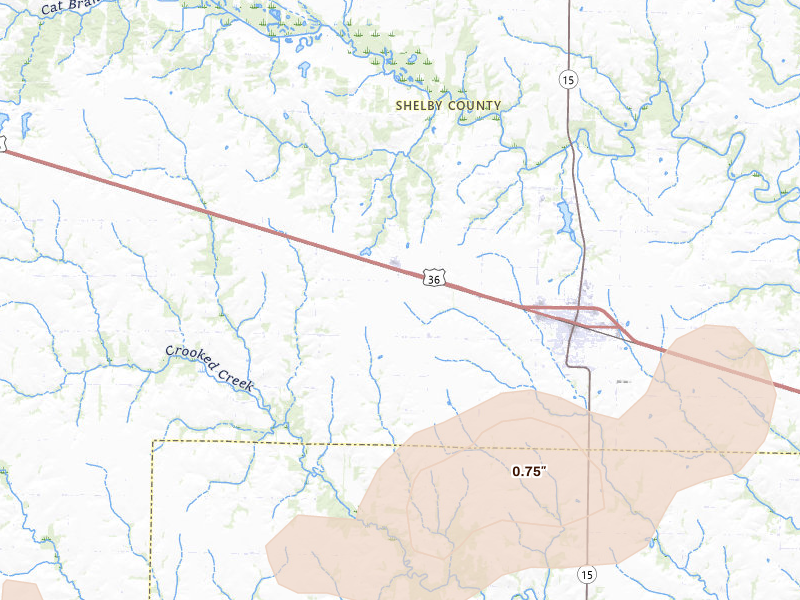 Radar-estimated hail-size map of the storm over Shelbina, MO
