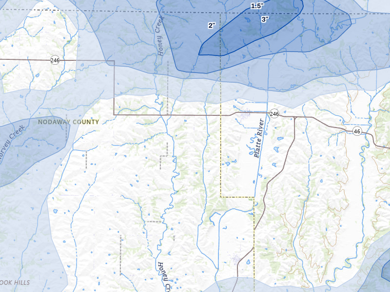 NEXRAD radar-signature map of the hail storm over Sheridan, MO on May 16, 2026