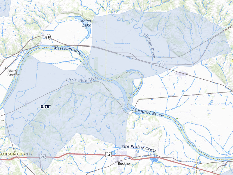 NEXRAD radar-signature map of the hail storm over Sibley, MO on Aug 9, 2026