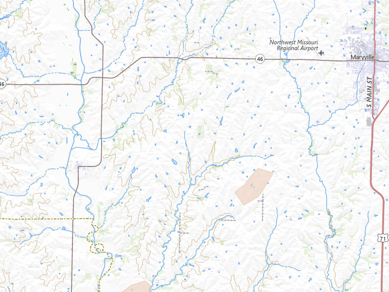 Radar-estimated hail-size map of the storm over Skidmore, MO on Mar 5, 2026