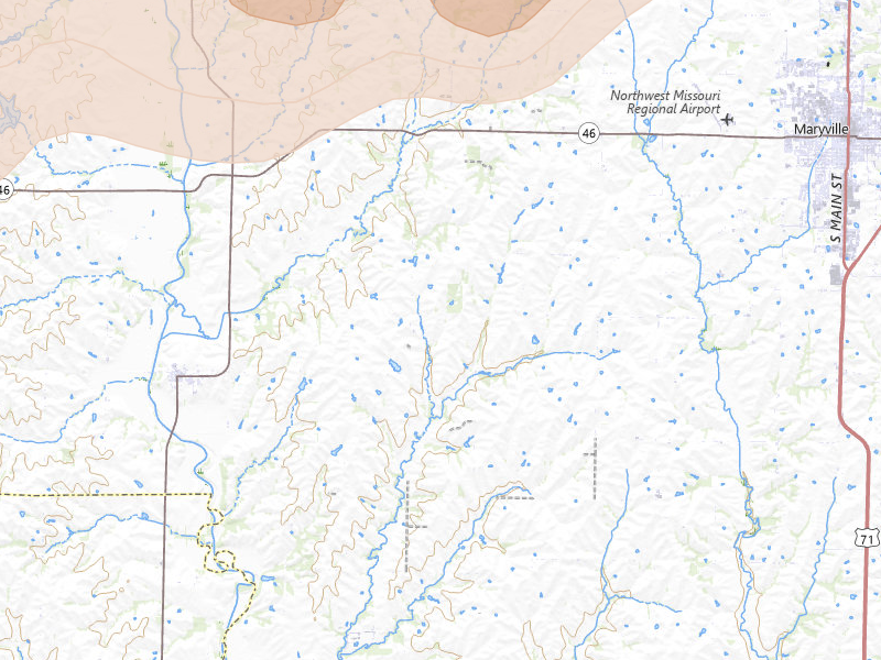 Radar-estimated hail-size map of the storm over Skidmore, MO on May 18, 2026