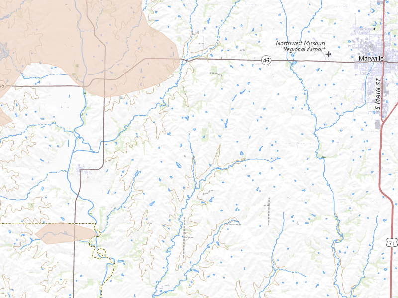 Radar-estimated hail-size map of the storm over Skidmore, MO on Jun 13, 2026