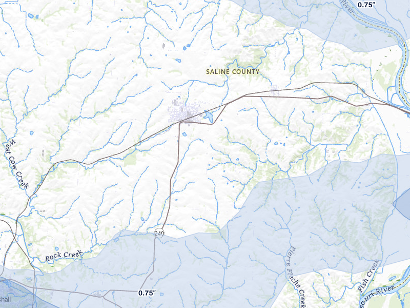 NEXRAD radar-signature map of the hail storm over Slater, MO on Jul 10, 2026
