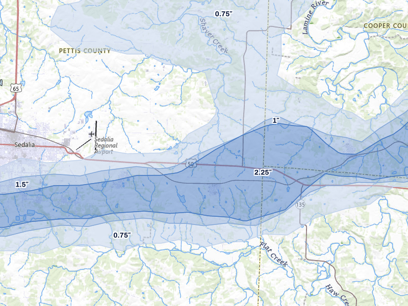 NEXRAD radar-signature map of the hail storm over Smithton, MO on Apr 27, 2026