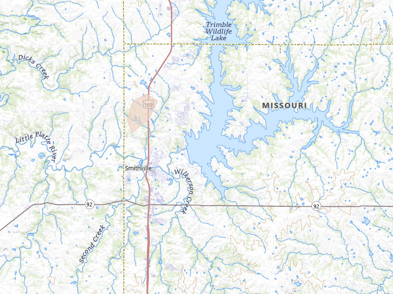 Radar-estimated hail-size map of the storm over Smithville, MO on May 29, 2026