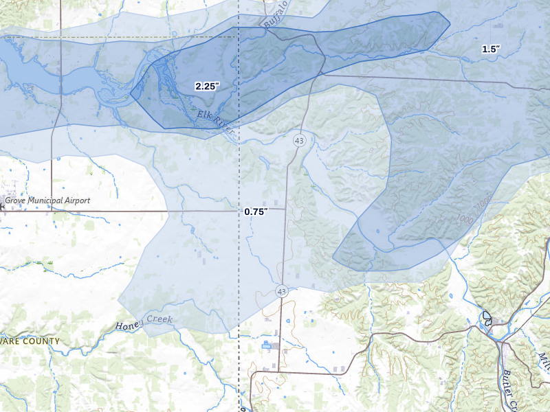 NEXRAD radar-signature map of the hail storm over South West City, MO on Apr 28, 2026