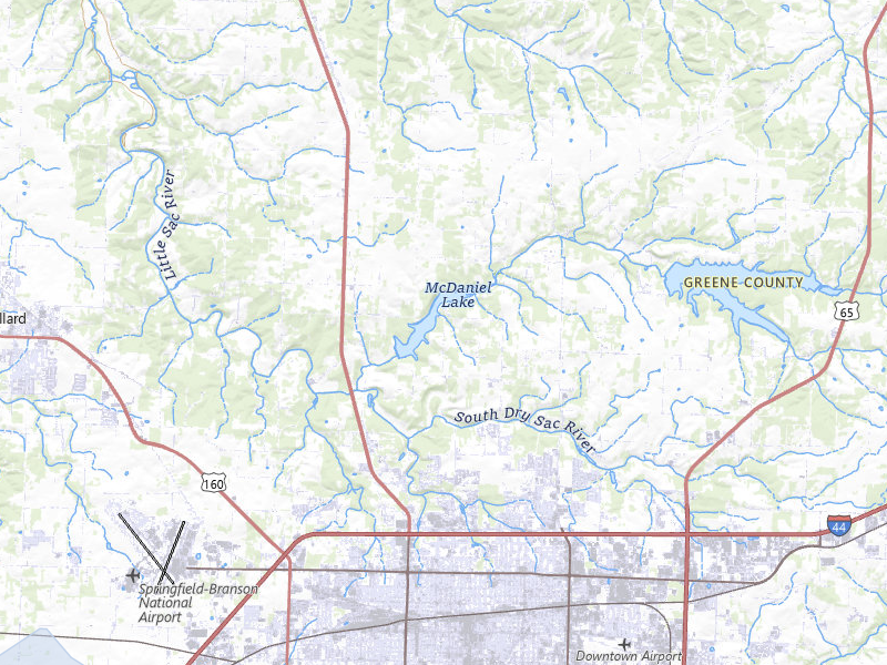 NEXRAD radar-signature map of the hail storm over Springfield, MO on Jul 10, 2026