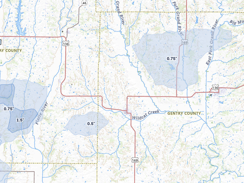 NEXRAD radar-signature map of the hail storm over Stanberry, MO on Mar 6, 2026