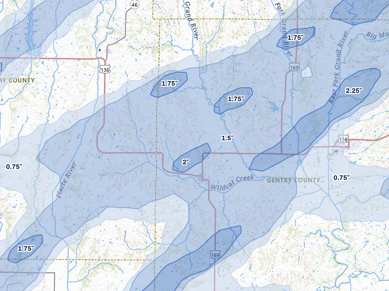 NEXRAD radar-signature map of the hail storm over Stanberry, MO on Apr 17, 2026