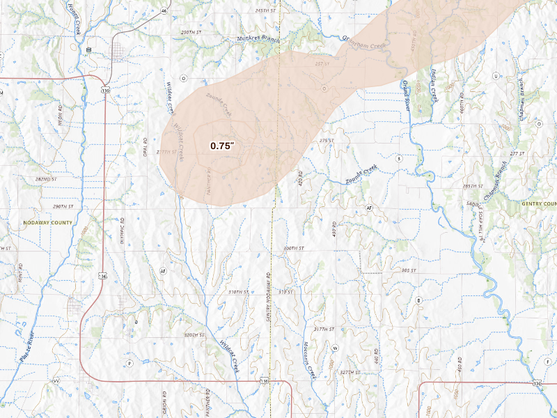 Radar-estimated hail-size map of the storm over Stanberry, MO