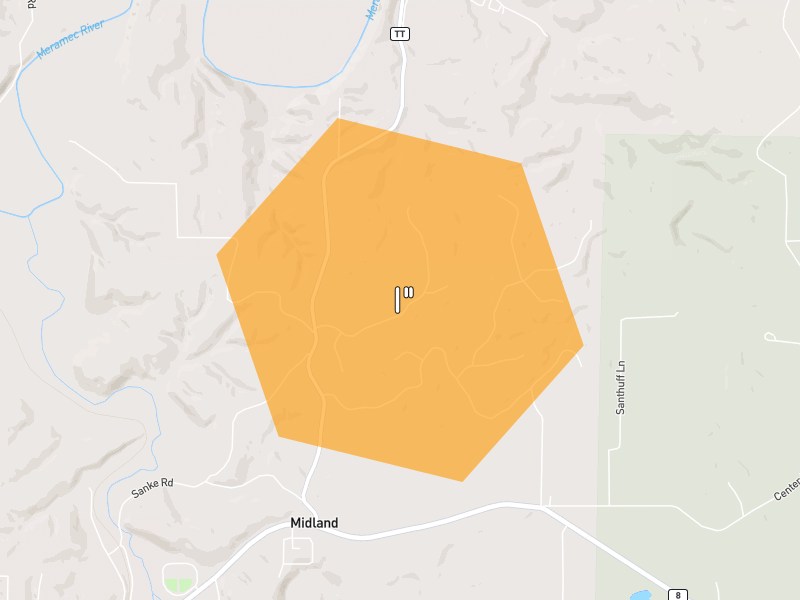 Hail map of Steelville, MO on Jul 4, 2026, hail up to 1"