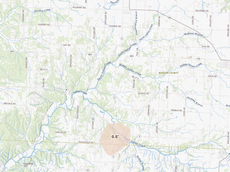 Radar-estimated hail-size map of the storm over Stella, MO