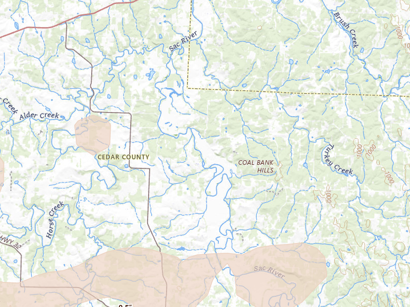 Radar-estimated hail-size map of the storm over Stockton, MO on Apr 28, 2026