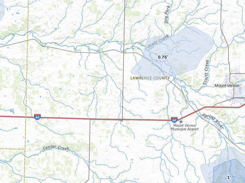 NEXRAD radar-signature map of the hail storm over Stotts City, MO on Mar 6, 2026