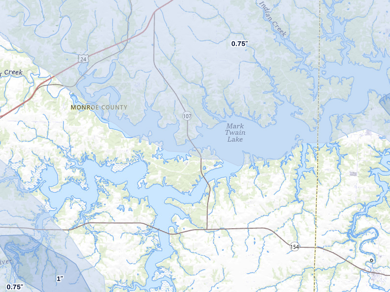 NEXRAD radar-signature map of the hail storm over Stoutsville, MO on May 4, 2026