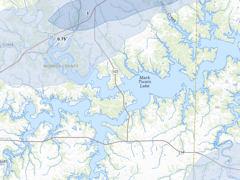 NEXRAD radar-signature map of the hail storm over Stoutsville, MO on May 31, 2026