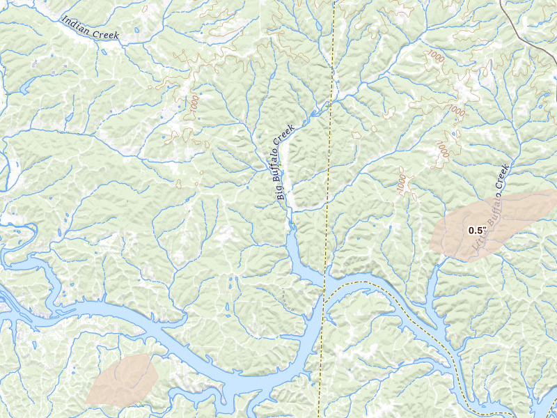 Radar-estimated hail-size map of the storm over Stover, MO on Apr 28, 2026