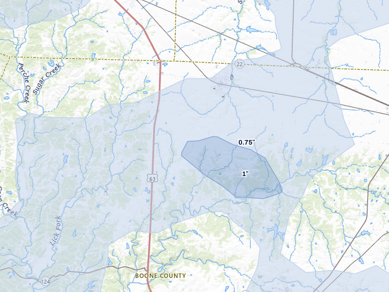 NEXRAD radar-signature map of the hail storm over Sturgeon, MO on May 31, 2026