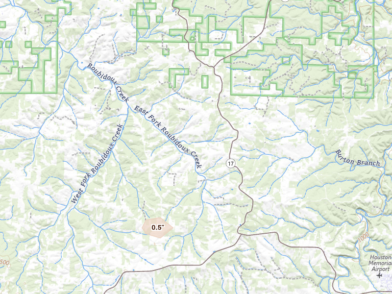 Radar-estimated hail-size map of the storm over Success, MO on Mar 4, 2026