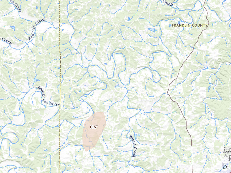 Radar-estimated hail-size map of the storm over Sullivan, MO