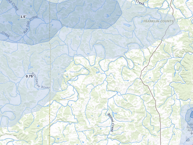 NEXRAD radar-signature map of the hail over Sullivan, MO