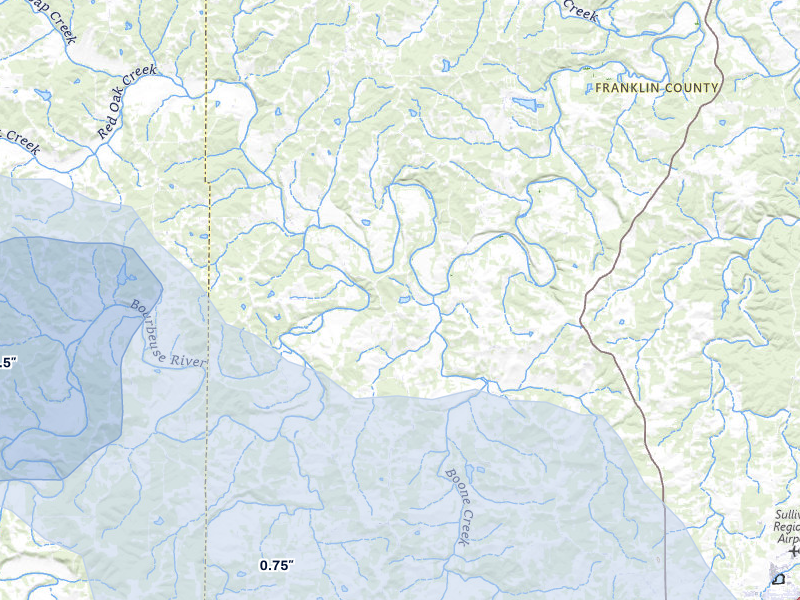 NEXRAD radar-signature map of the hail storm over Sullivan, MO on May 31, 2026