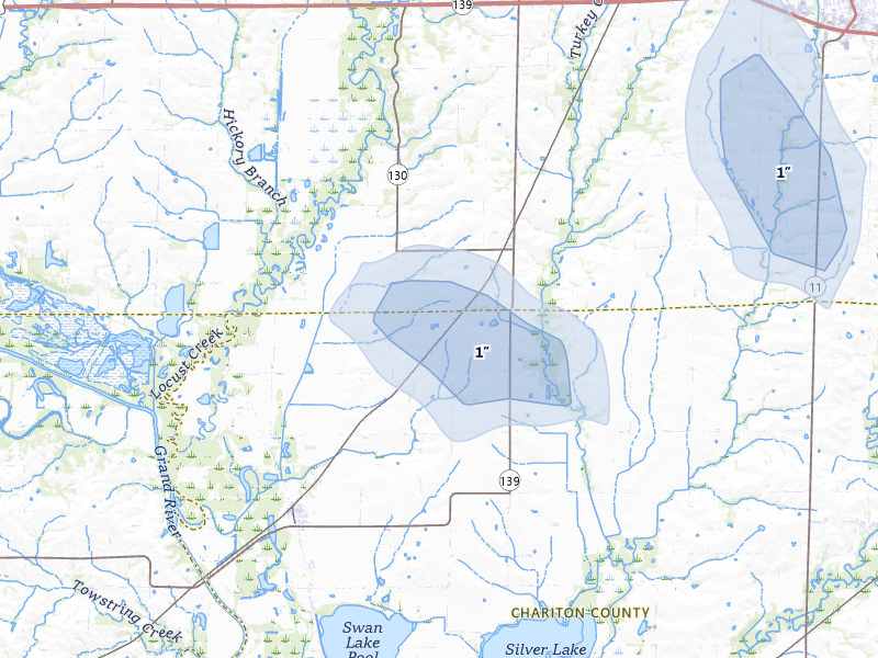 NEXRAD radar-signature map of the hail over Sumner, MO