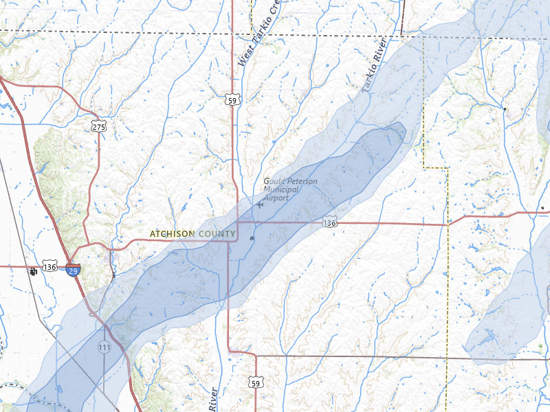 NEXRAD radar-signature map of the hail over Tarkio, MO