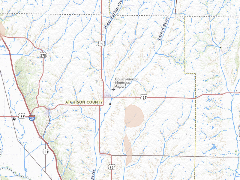 Radar-estimated hail-size map of the storm over Tarkio, MO on May 17, 2026