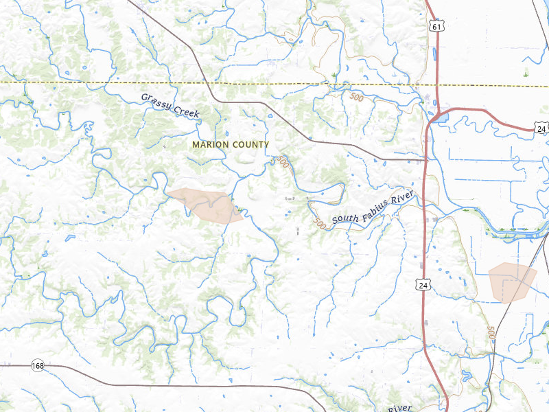 Radar-estimated hail-size map of the storm over Taylor, MO on May 4, 2026
