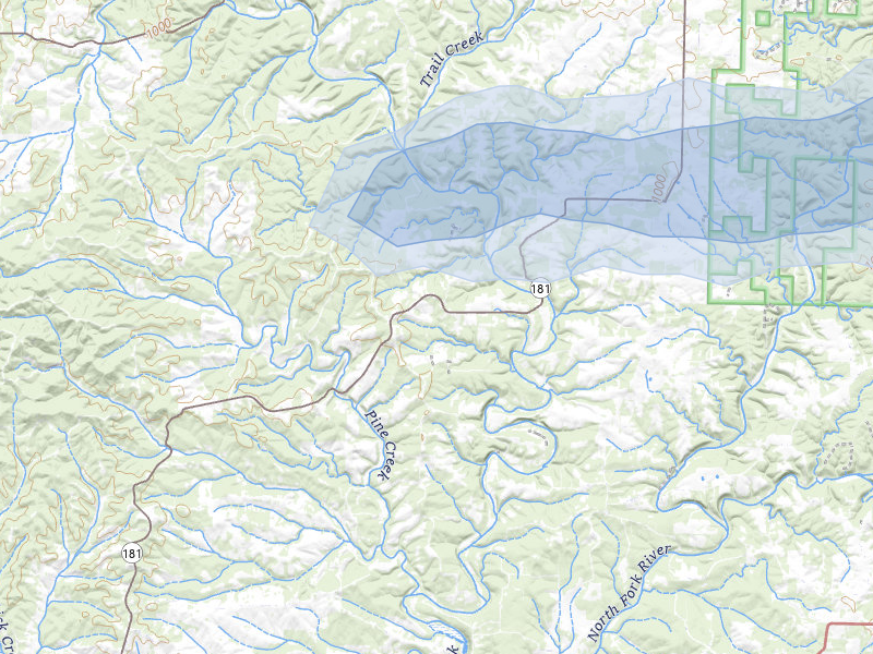NEXRAD radar-signature map of the hail storm over Tecumseh, MO on Jul 31, 2026