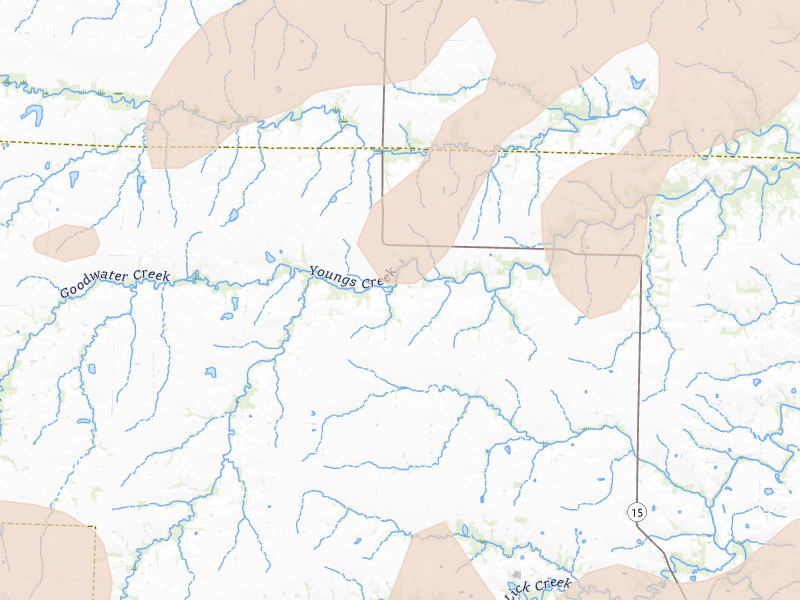Radar-estimated hail-size map of the storm over Thompson, MO on Apr 27, 2026