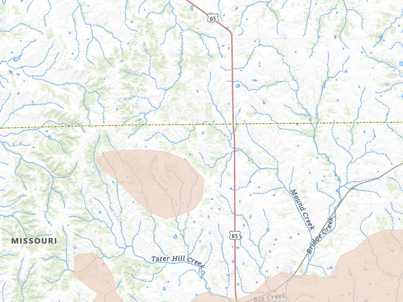 Radar-estimated hail-size map of the storm over Tina, MO on May 31, 2026