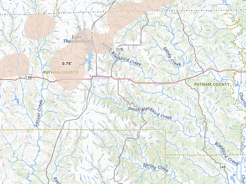 Radar-estimated hail-size map of the storm over Unionville, MO