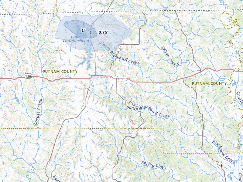 NEXRAD radar-signature map of the hail storm over Unionville, MO on Jun 5, 2026