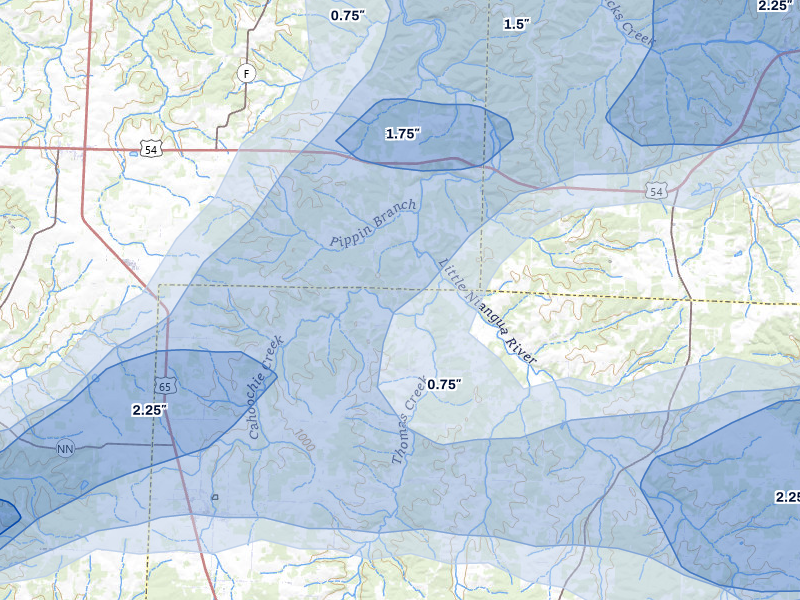 NEXRAD radar-signature map of the hail storm over Urbana, MO on Apr 26, 2026