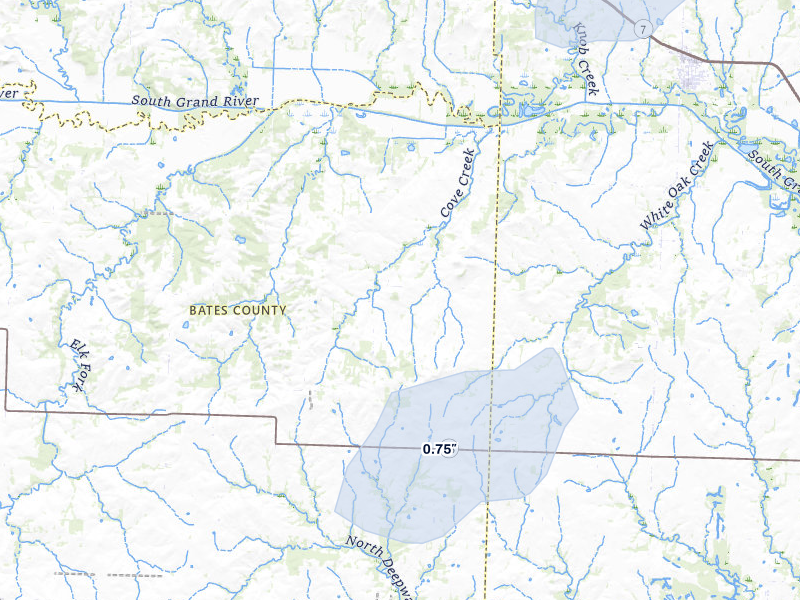 NEXRAD radar-signature map of the hail storm over Urich, MO on May 30, 2026