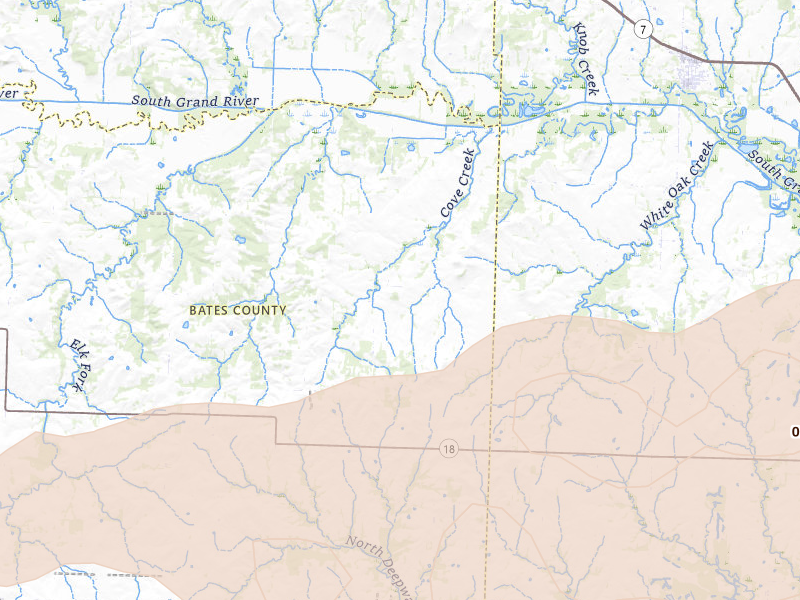 Radar-estimated hail-size map of the storm over Urich, MO on Jun 11, 2026