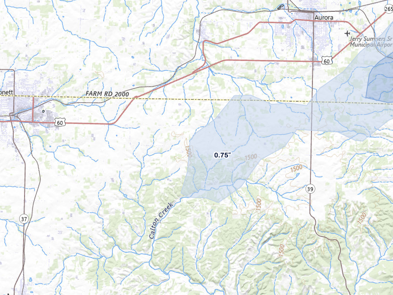 NEXRAD radar-signature map of the hail storm over Verona, MO on Mar 4, 2026