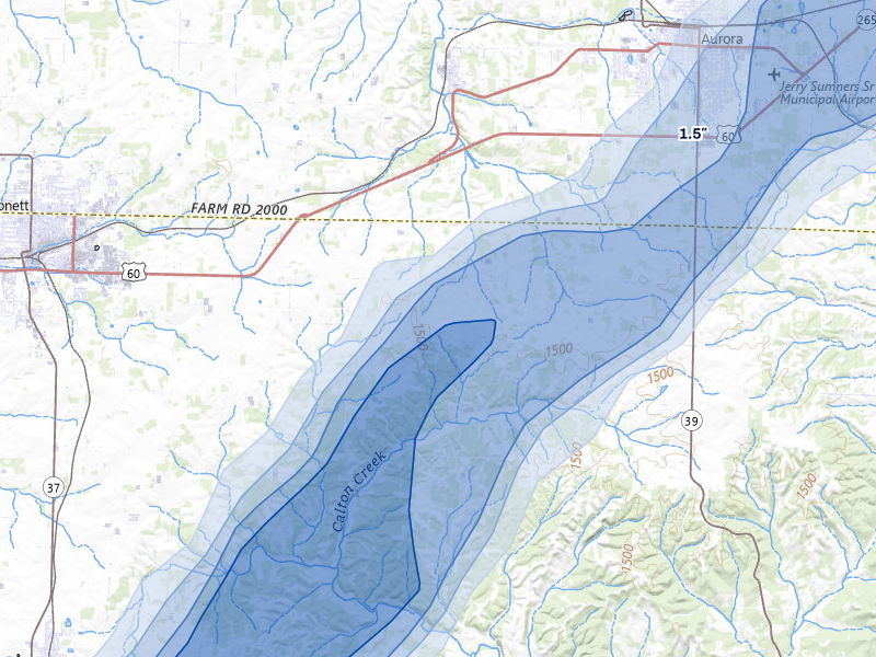 NEXRAD radar-signature map of the hail storm over Verona, MO on Apr 28, 2026