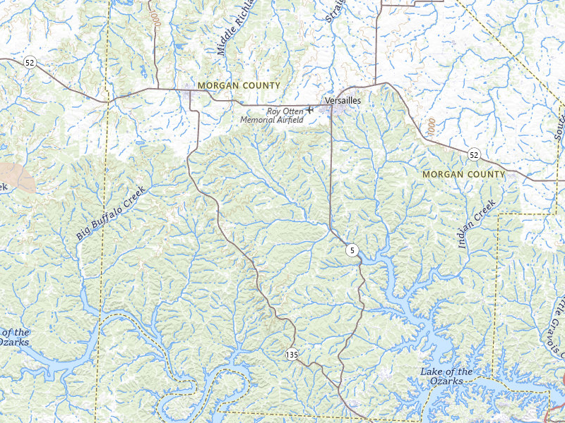 Radar-estimated hail-size map of the storm over Versailles, MO on Jul 9, 2026