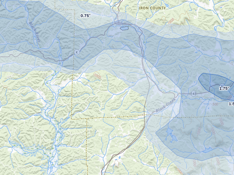 NEXRAD radar-signature map of the hail storm over Vulcan, MO on Jul 9, 2026