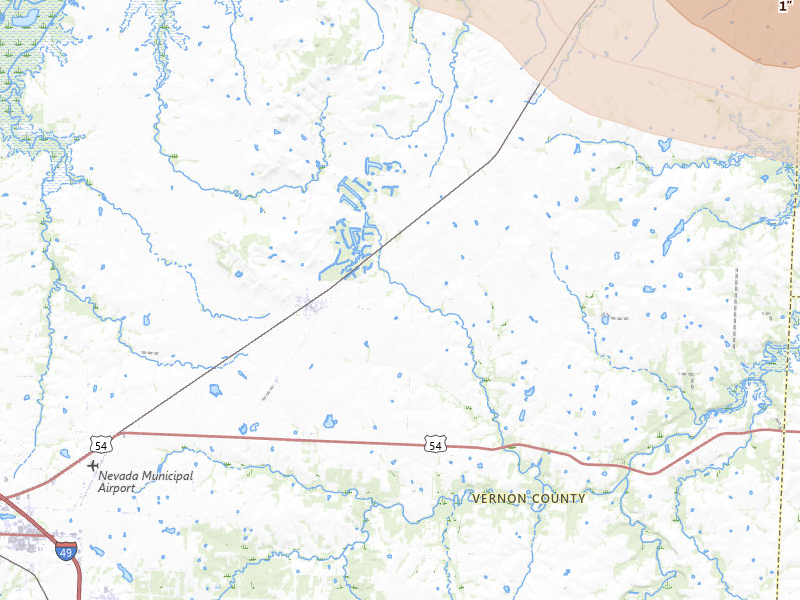 Radar-estimated hail-size map of the storm over Walker, MO on Jun 17, 2026