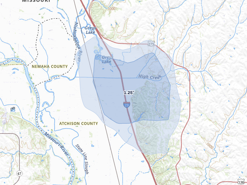 NEXRAD radar-signature map of the hail storm over Watson, MO on Aug 19, 2026
