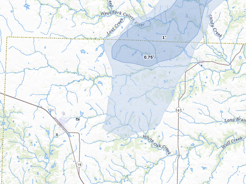 NEXRAD radar-signature map of the hail storm over Wellsville, MO on Apr 26, 2026