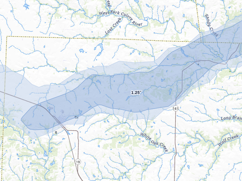 NEXRAD radar-signature map of the hail storm over Wellsville, MO on Apr 27, 2026