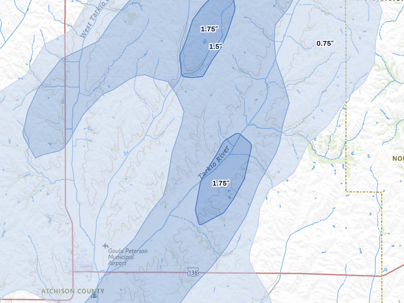 NEXRAD radar-signature map of the hail storm over Westboro, MO on Mar 5, 2026