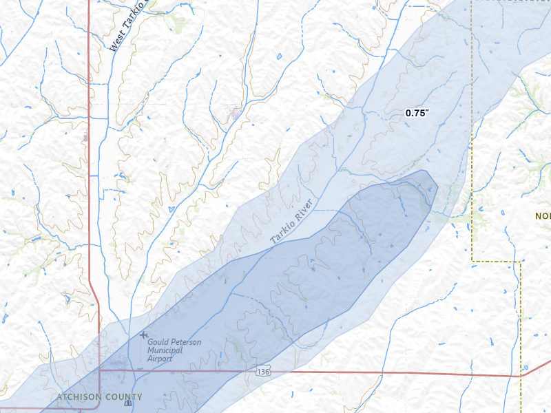 NEXRAD radar-signature map of the hail over Westboro, MO